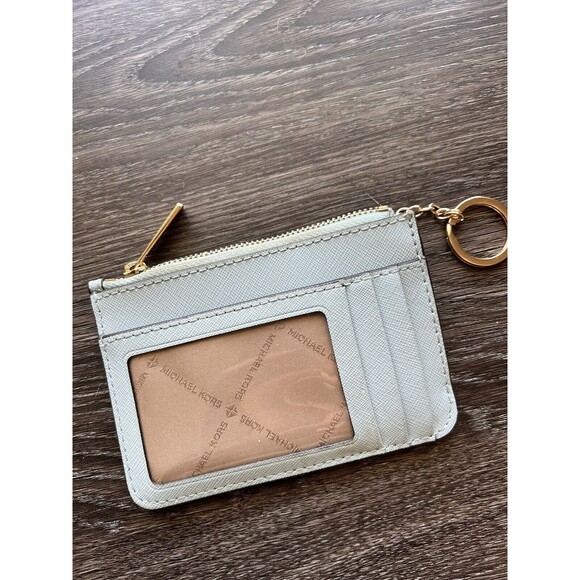 Michael Kors Jet Set Small Top Zip Coin Pouch Id Holder Saffiano Vista Blue - Picture 4 of 6